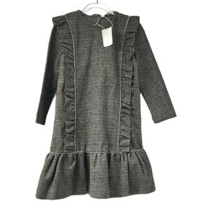 NWT Lilou Gray Girls Ruffle Long Sleeve Dress Size 7
